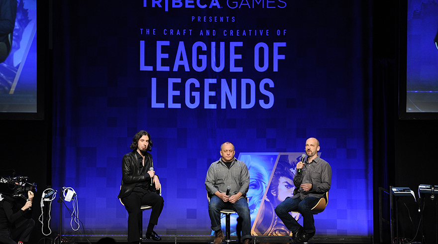 NEW YORK, NY - NOVEMBER 13: James Portnow, Lead Game Designer for Riot Games, Greg Street and Stone Librande attendthe Tribeca Games Presents The Craft And Creative Of League Of Legends on November 13, 2015 in New York City. (Photo by Craig Barritt/Getty Images for Tribeca Games)