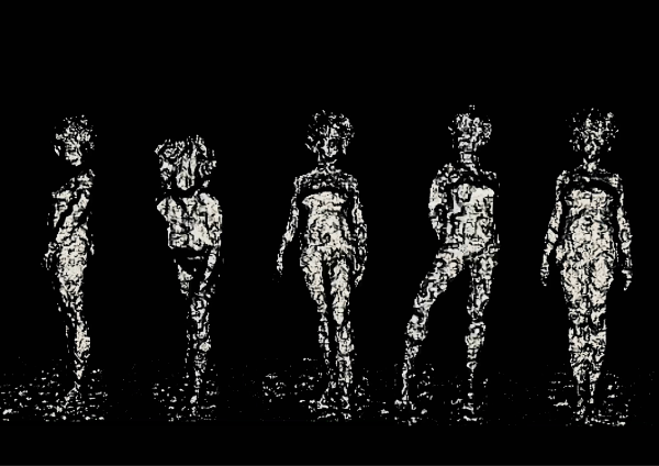 Scanned bodies set against black background